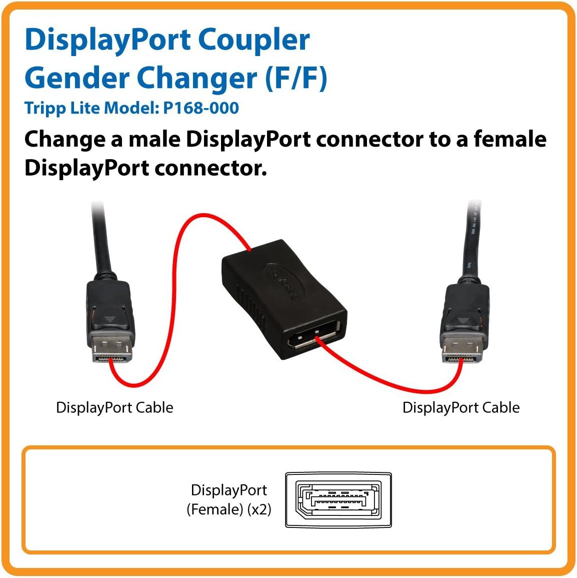 Tripp Lite P168-000 F/F DisplayPort Gender Changer - Black - Image 4