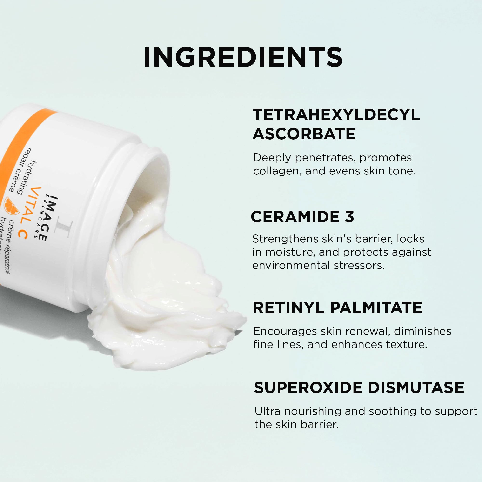 IMAGE Skincare VITAL C Hydrating Repair Crème, Face Night Cream Moisturizer with Hyaluronic Acid, for Dry Skin