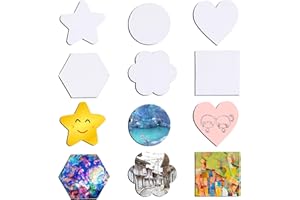 12pcs Magnetic Canvas Boards, Round/Heart/Star/Flower Shaped Canvas Small Painting Panel for Acrylic Oil Watercolor Painting 