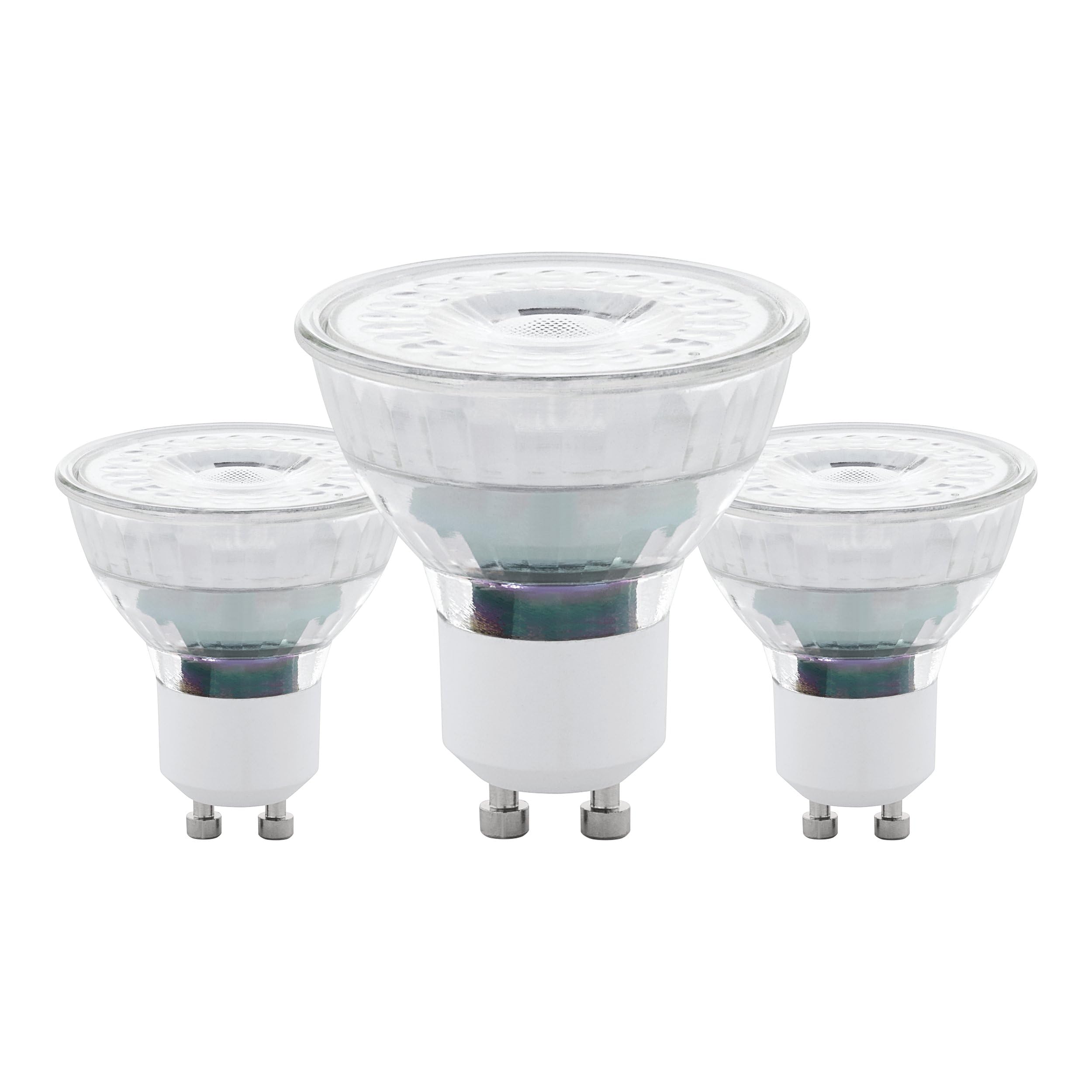Eglo Set of 3 LED Light Bulbs, GU10 Reflector Lamps, 4.5 watts Each (Equivalent to 50 watt), 345 Lumen, Warm White Glow, 2700 Kelvin, spotlights, Ø 2" — image 1