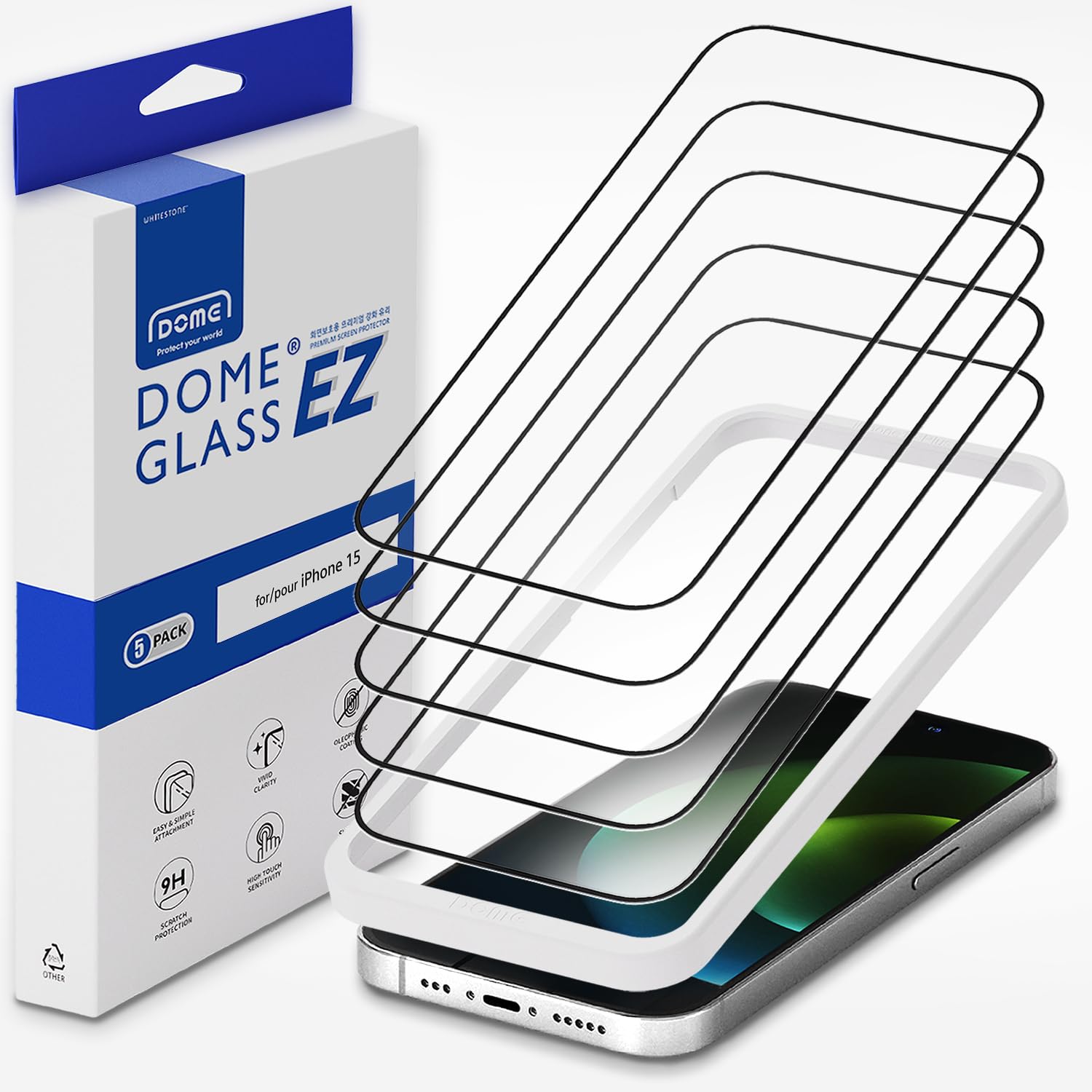 Whitestone EZ Glass Screen Protector for Apple iPhone 15