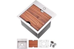 VALISY Bar Sink, 15 x 15 Inch Bar Sink Drop In, Stainless Steel Square Topmount Workstation Small Kitchen Sink，Single Bowl Kitchen Sink for Office Laundry Wet Bar Prep RV Outdoor Yard