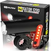 Bike Lights Set 1200 Lumen, USB Rechargeable LED Bicycle Front Rear Lights | Gator 1200, Super Bright, Wide Angle Visibility, 5+4 Modes, Waterproof, Long Runtime for Night Cycling Safety, Fast Charging