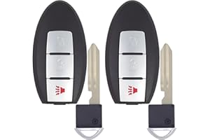 Replacement Smart Key Fob Remote with Insert Key for Nissan Murano (2009-2014), 370Z (2009-2019), 3-Button Automotive Proximi