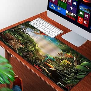 Alfombrilla Raton Grande Gaming Mouse Pad,Selva Tropical Fauna