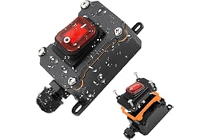 KarlKers 12V Inline Cord Switch IP67 Waterproof, 20A Outdoor ON/Off Toggle Switch DC 12V-24V with Red LED Rocker Button, 20A Inline Power Switch with PG11 sealing waterproof One-Side Entry & Exit Line