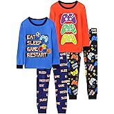 Vopawetty Boys 4-Piece Pajamas Cotton Christmas Halloween Pjs Set Kids Sleepwear