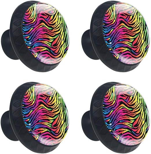 Lorvies Rainbow Zebra Print Drawer Knob Pull Handle Crystal Glass