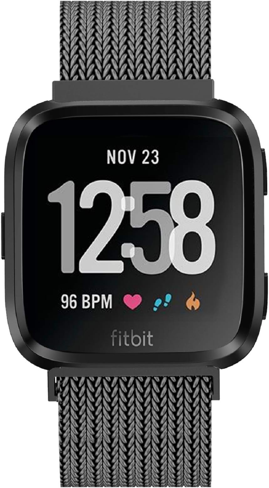 Fitlink Metal Bands Compatible for Fitbit Versa/Versa Lite Edition/Versa 2 Smart Watch for Women and Men,Small and Large, Multi-Color (Graphite, Small)