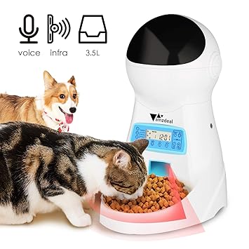 Amzdeal Cat Food Dispenser 3 5l 4 Meals Automatic Cat Feeder