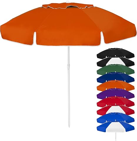 Strombergbrand Umbrellas The Vented Duo Dual Use Patio And Beach Umbrella Large Size For Backyard Uv Blocking Wind Resistant Commercial Quality Easy Open Orange Amazon Co Uk Luggage