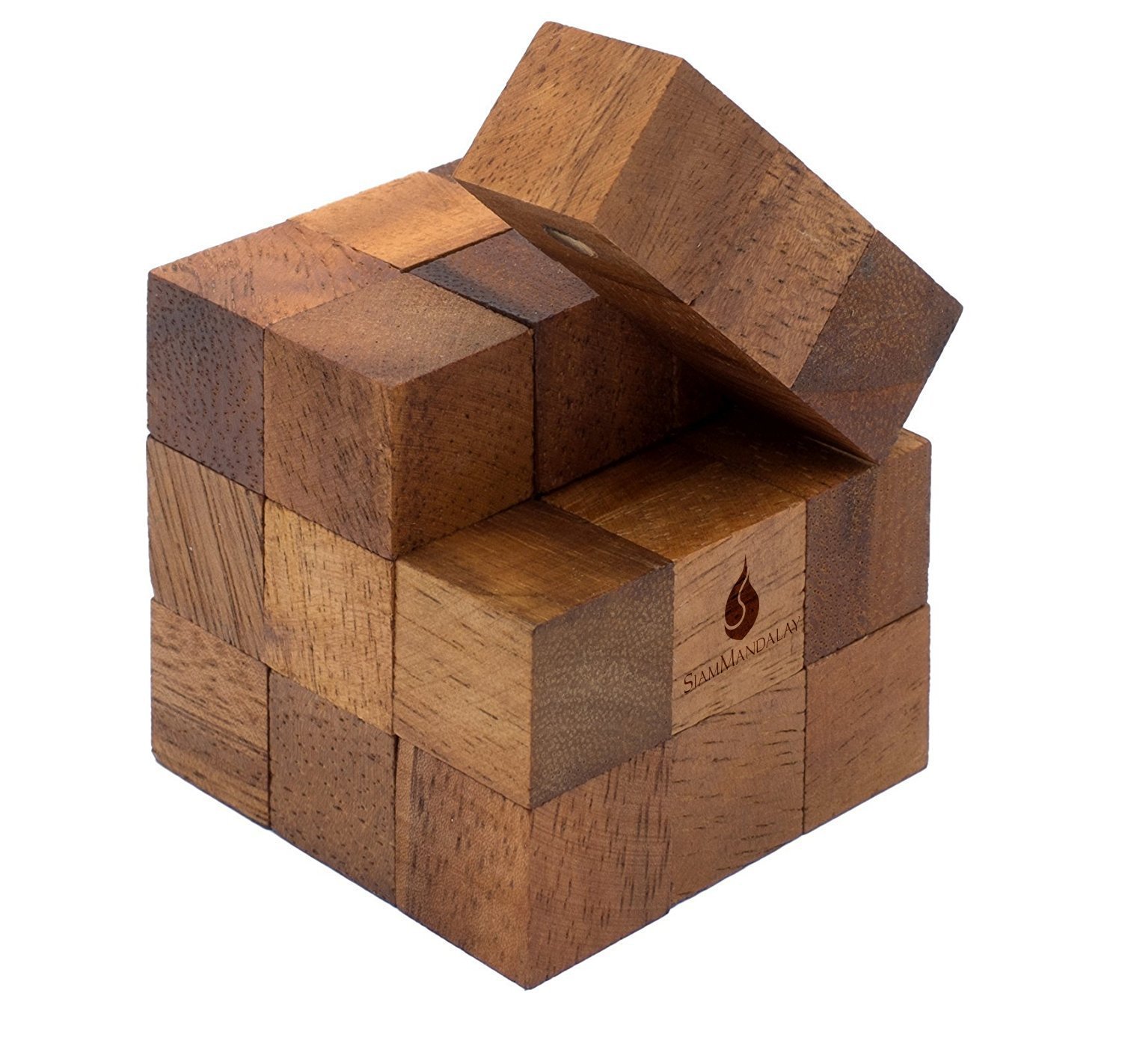 SiamMandalay Snaking Wooden Serpent Cube 3D Brain Teaser Wooden Twisting Snake Puzzle - Classic Brain Teaser Puzzle for Adults