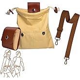 Foraging Bag with Front Pockets & Adjustable Shoulder Strap Canvas Foraging Pouch for Hiking, Bushcraft, Collapsible Belt Bag for Collecting Mushrooms, Rocks