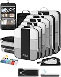 10 Set Compression Packing Cubes for Travel Essentials,Compressible Expandable Packing Cubes for Suitcase,OlarHike Luggage Organizer Bags for Travel,Handy Helper for Organizing Clothes(Black)