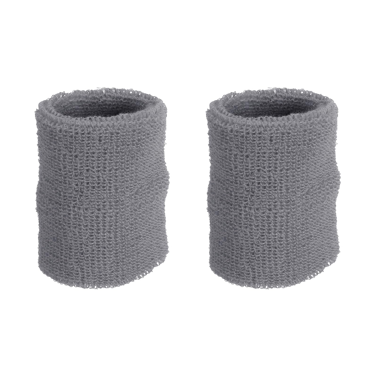 PATIKIL Sports Wristbands 8x10cm, 2 Pack Athletic Cotton Terry Cloth Absorbent Wrist Sweatband for Tennis Basketball Working Out Running, Gray