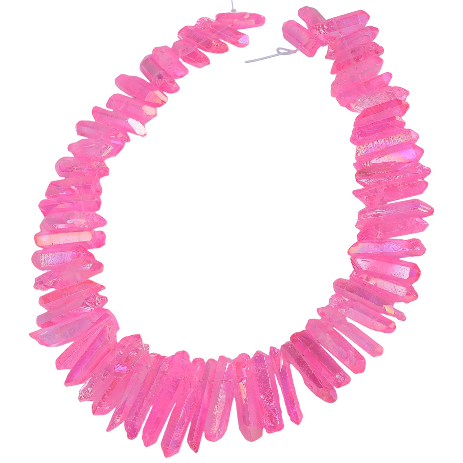 Nupuyai Pink Titanium Coated Irregular Rock Crystal Points for DIY Jewellery Making, Rough Sticks Aura Crystal Quartz Spike Stone Beads
