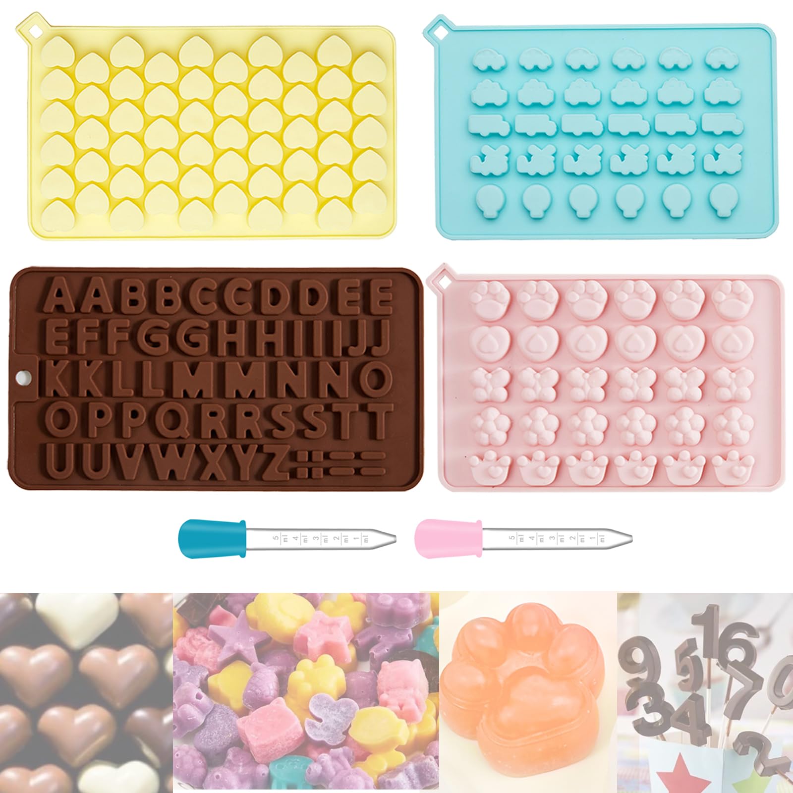 BSITSSS Chocolate Moulds Silicone, 4PCS Dog Paw Mould Reusable Non-Stick Silicone Molds for Chocolate, Candy, Jelly, Ice Cube, Dog Treats
