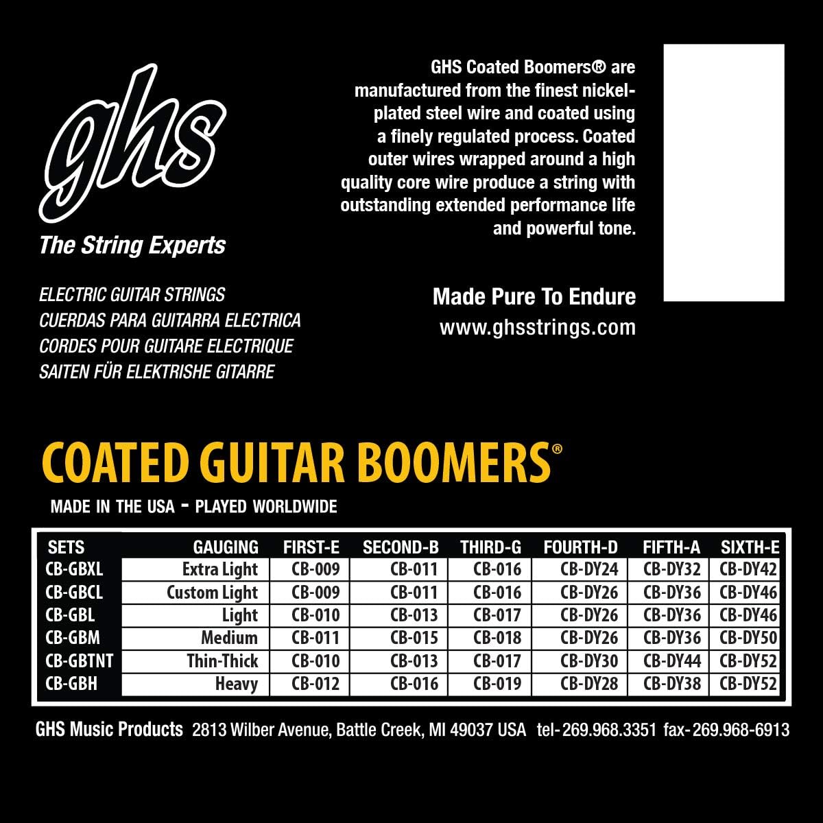 GHS CBGBH 12 - 52 Heavy Coated Boomers Guitar String Set, Gold - Image 4