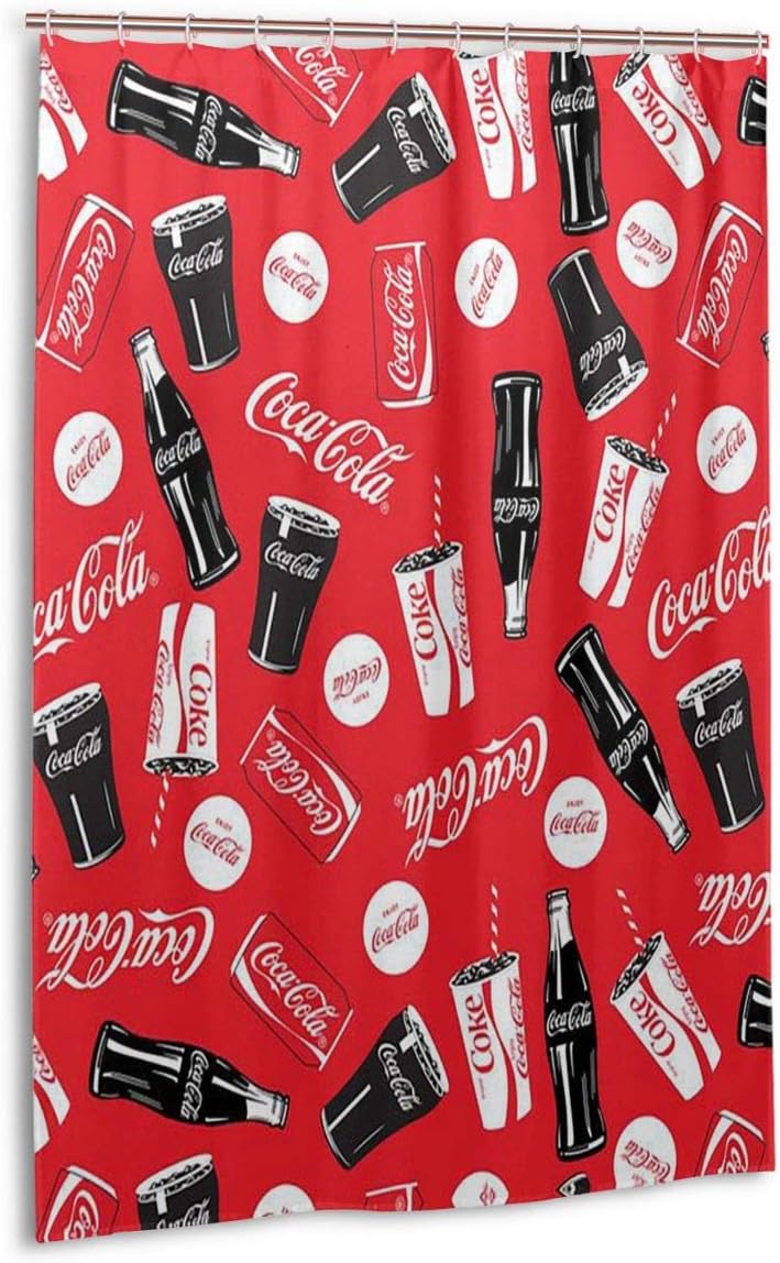 Amazon Com Hddcomg Soft Drink Red Coke Waterproof Polyester Fabric Bathroom Curtains Set With Hooks Modern Bathroom Decor 48 X 72 Inch Home Kitchen