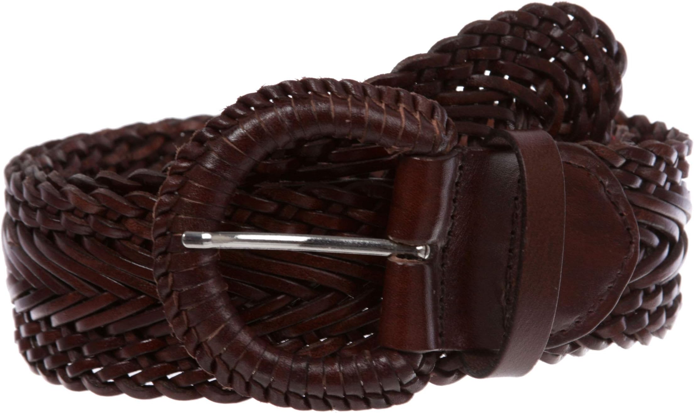 Women's 2" Wide Braided Woven Round Leather Belt