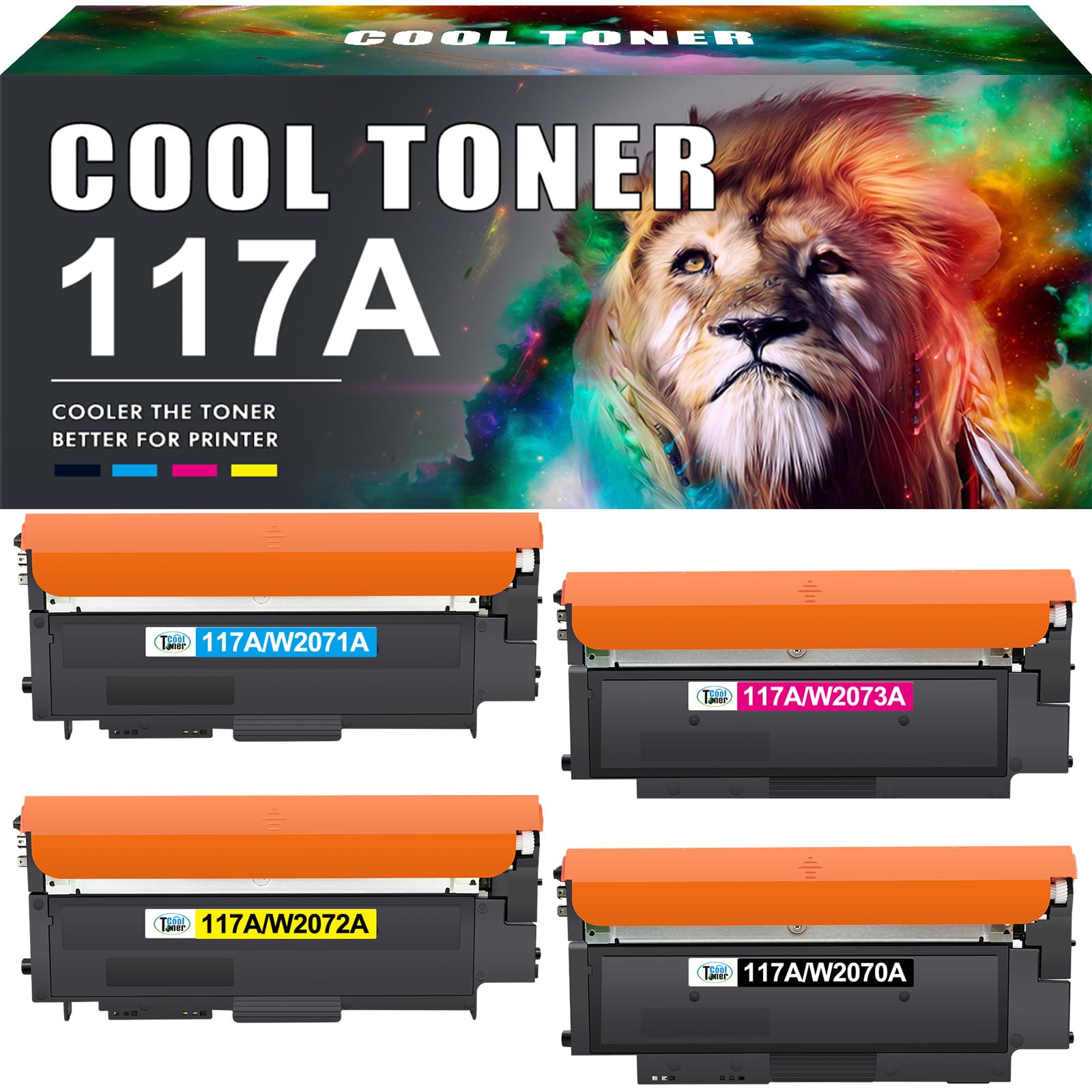 Cool Toner 117A Cartridge Compatible with HP Color Laser MFP 178nw 179fnw 150nw 150a 178nwg 179fwg 178 179 150 W2070A W2071A W2072A W2073A 117A Ink (Black Cyan Yellow Magenta Pack of 4)