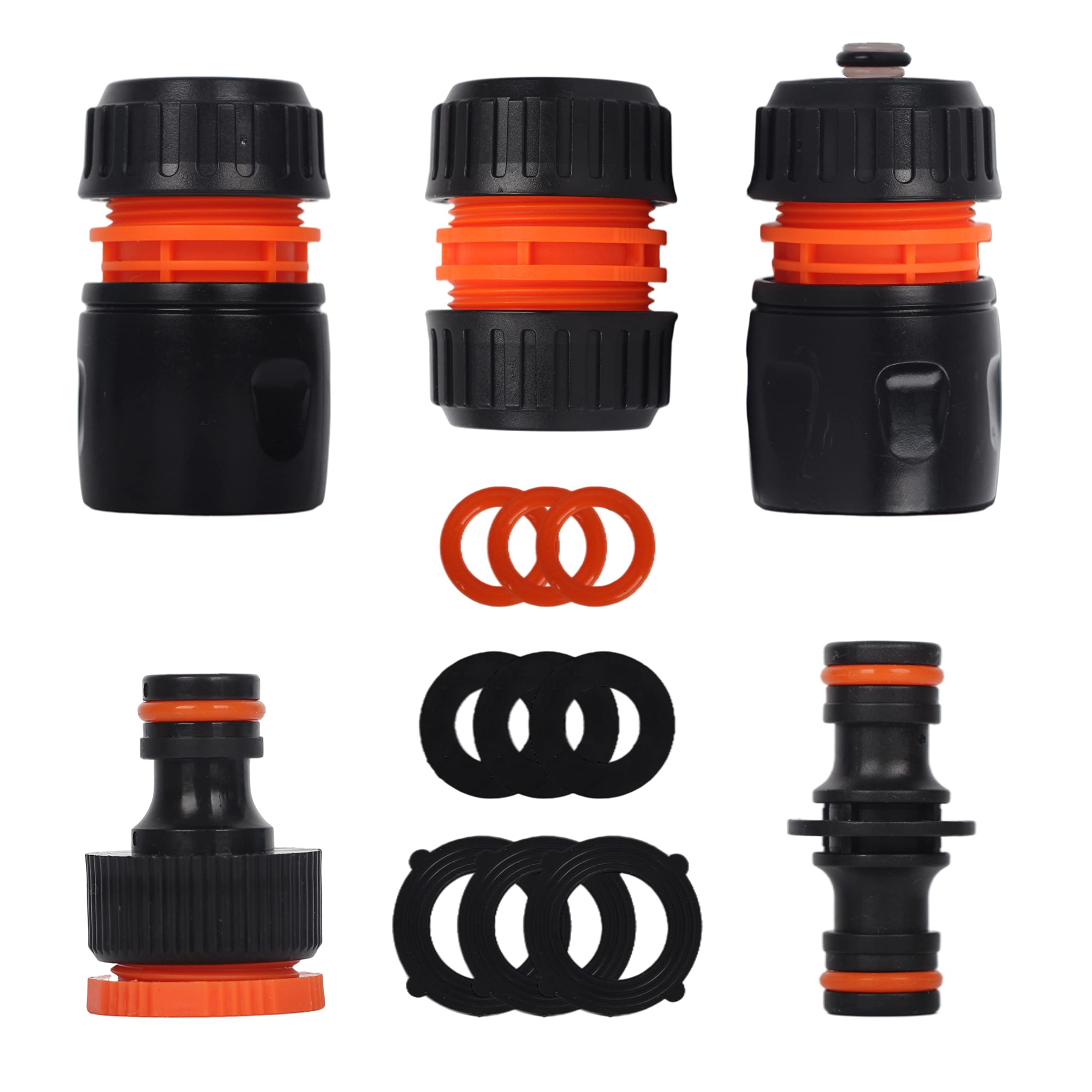 Garden Hose Tap Connector Hose Pipe Fittings Set,Outside Hosepipe Connector - Hose End Connector,Hose Waterstop Connector,2in1 Threaded Tap Connector,Hose Repair Connector,Double Male Snap Connector