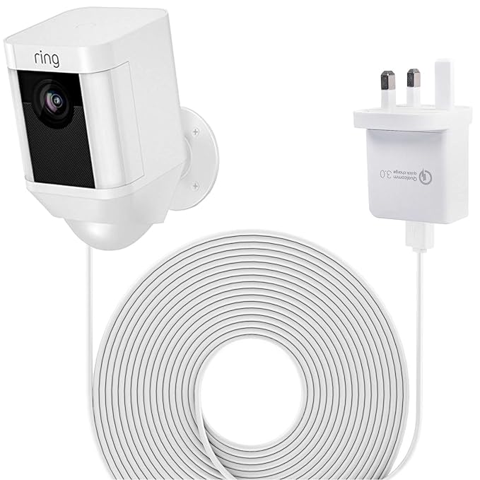Ring Spotlight Cam Battery Charging Cable BECEMURU Weatherproof 20ft/6m Cable with Battery