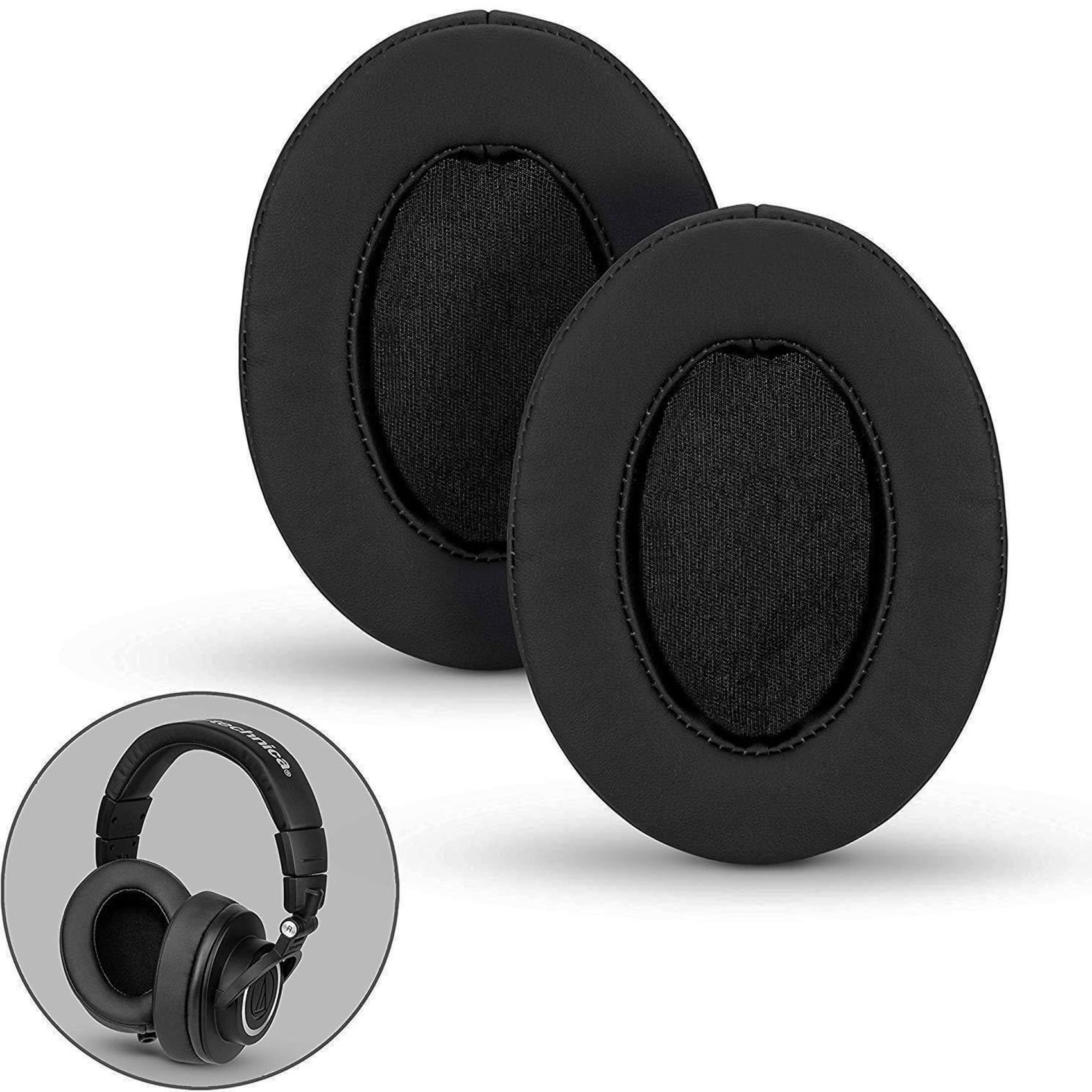 Replacement Memory Foam Ear Pads Angled EarPads Cushions - Suitable for Brainwavz HM5 - Large Over The Ear Headphones, HifiMan, Philips, Fostex, Sony, ath m50 ATH M Series