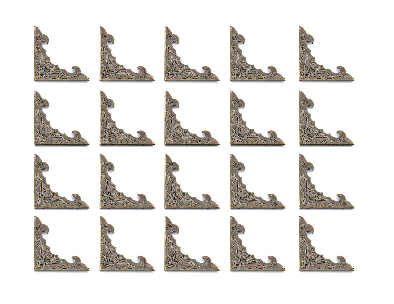 Antique Bronze Anti-collission Metal Corner Protector Decorative Safety Coner Guard Vintage Bat Pattern Bracket For Wine Box Wooden Case Book Album Small Pack of 20