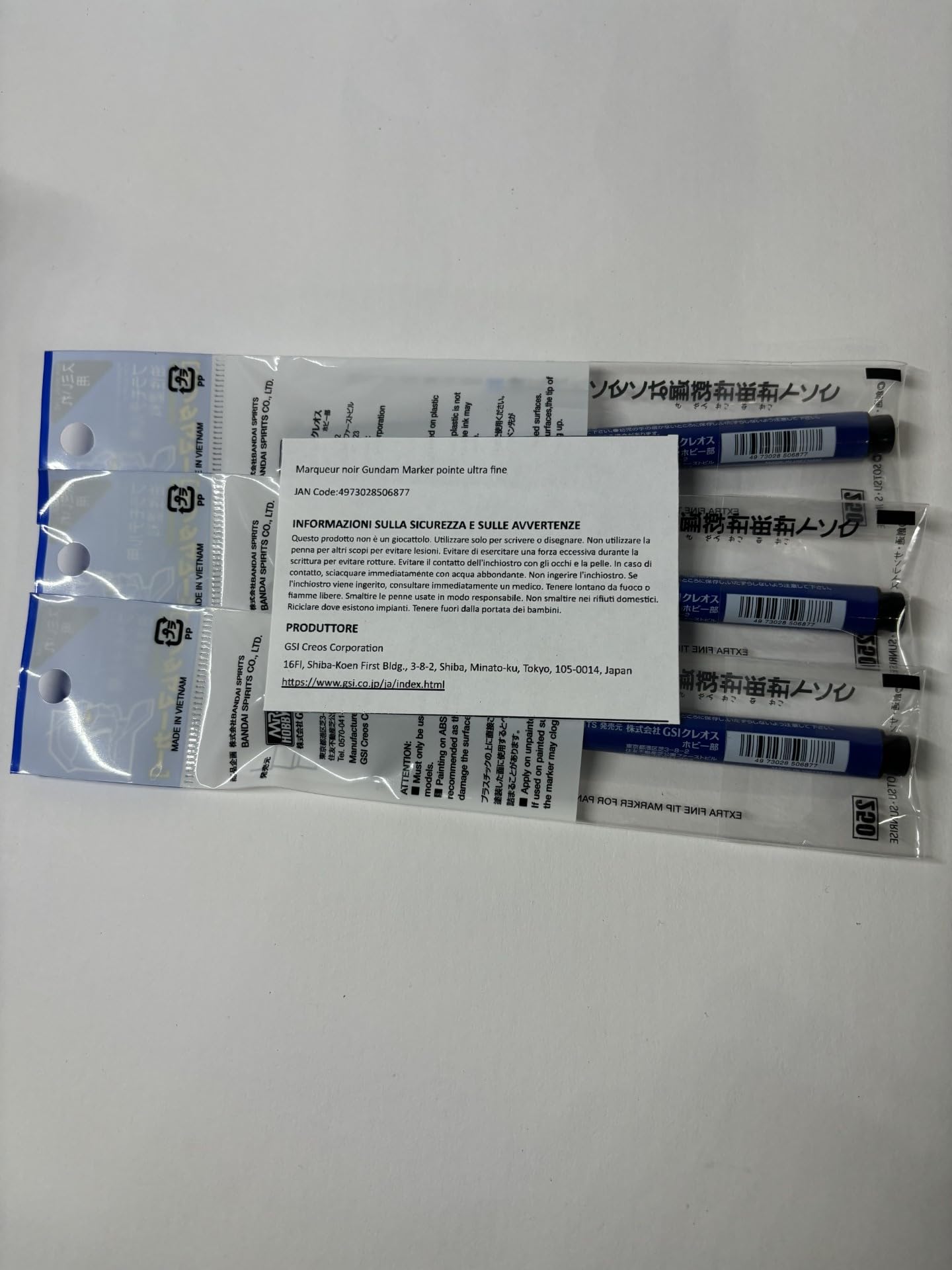 [Set of 3] Gundam Marker Sumi-ire Black Ultra Fine Type GM01 GSI Creos