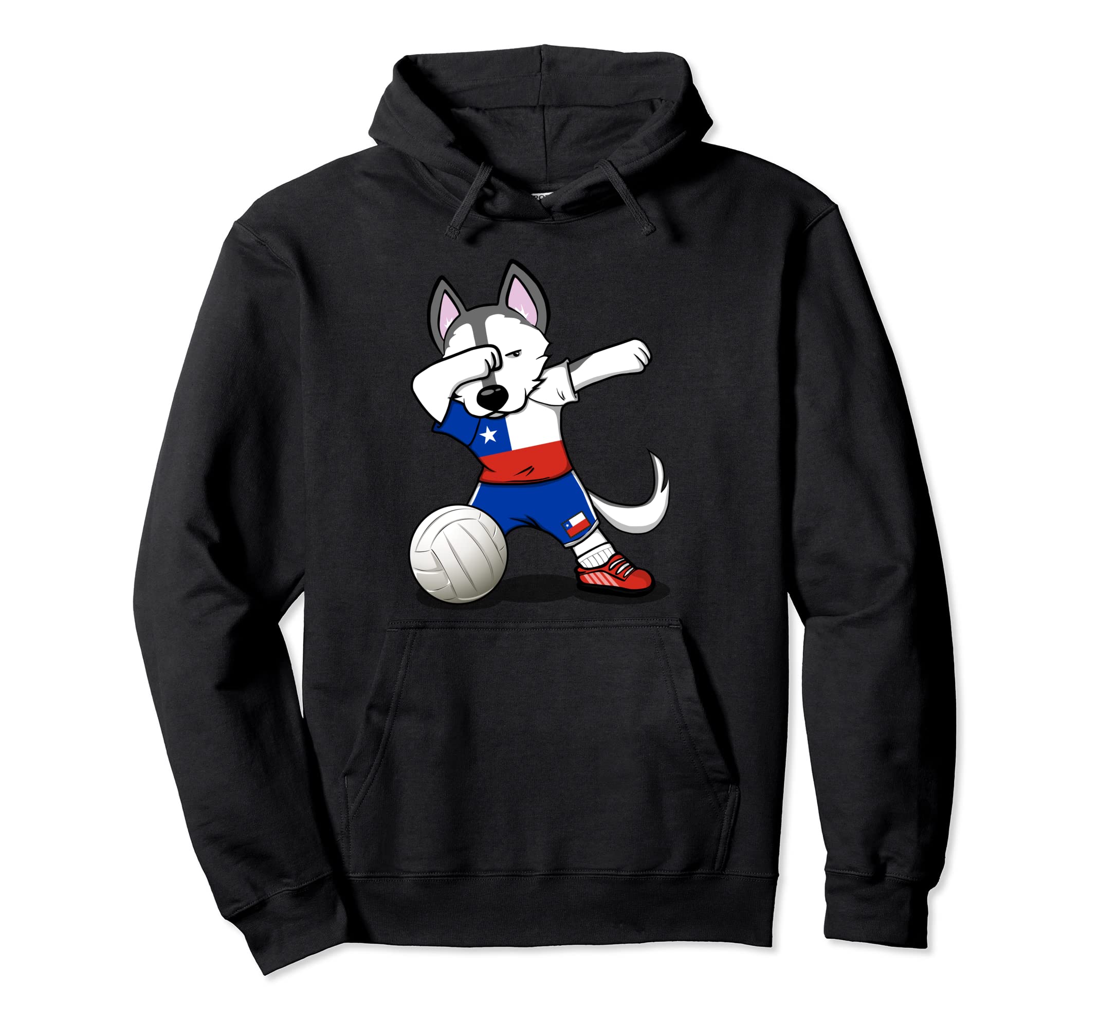 Dabbing Husky Dog Chile Volleyball Fans Jersey Chilean Flag Pullover Hoodie