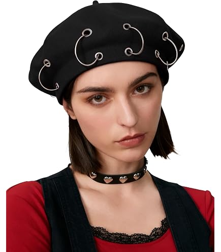 Halloween Red Devil Horn Tail Painter Hat Lolita Beret Cap