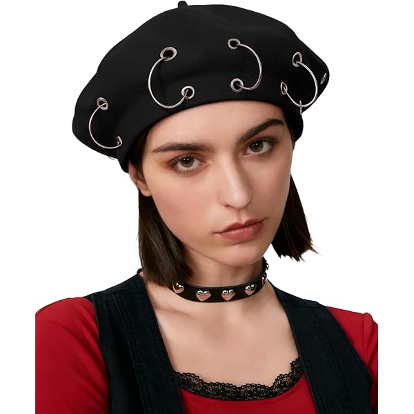 5612 Women Girl\'s Lolita Painter Hat Beret Cap With Bowknot (black Red) LittleLuluda Women Girl main image 2