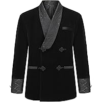 Ascentix Men's Velour Smoking Jacket with Satin Lining, Small