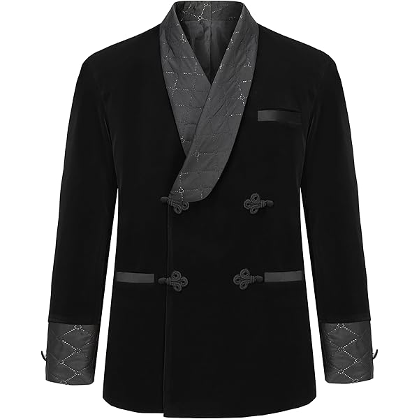 ［ー］Minus SMOKING JACKET Fusion Studio Men's Smoking Jacket Burgundy Quilted Robe