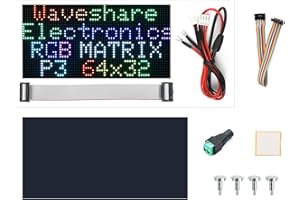 Waveshare RGB Full-Color LED Matrix Panel 64×32 Pixels Display Screen 2048 Individual LEDs 3mm Pitch Compatible with Raspberry Pi 5/4B/3B/Zero/Zero W/Zero 2W/Pico/Pico W/Pico WH, ESP32