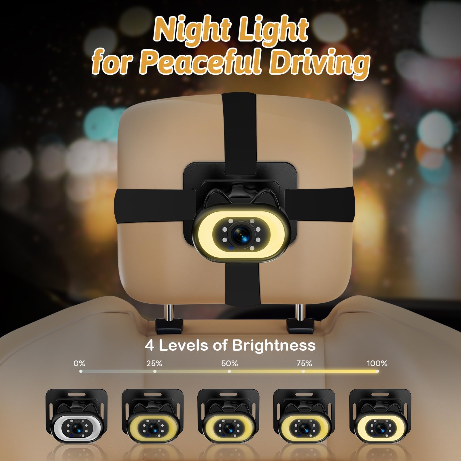 Wkzay Baby Car Camera for Backseat – HD 1080P, 150° Wide Angle, Night Vision, Easy Installation, Adjustable LED Light, 4.3” LCD Display, Anti-Glare