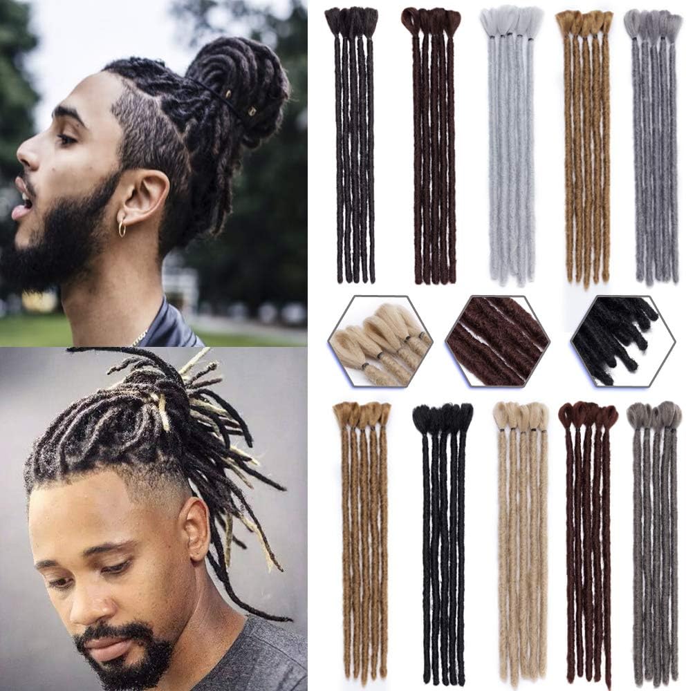 Handmade Dreadlocks Extensions 12" 35pcs Soft Faux Locs Crochet Dreads Hairpieces for Men Reggae Hip-Pop Dark Auburn