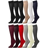 Falari 12 Pairs Multi Color Women Stretchy Spandex Opaque Knee High Trouser Socks 9-11
