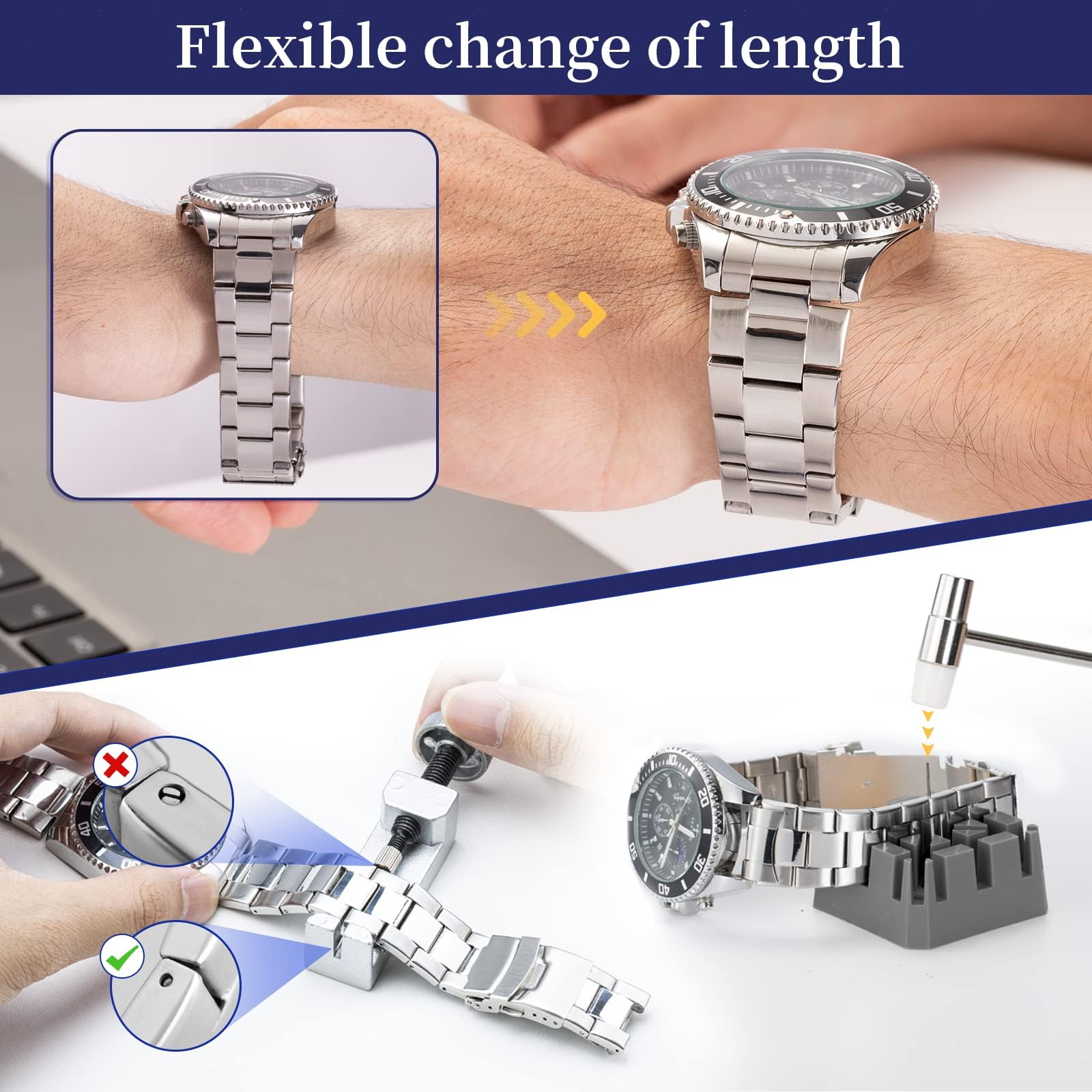 【2025 Upgrade】Eventronic Watch Repair Kit, Watch Link Removal Kit, Watch Battery Replacement Tool Kit & Strap Adjustment, Watch Tool Kit with Spring Bar, Case Opener, Link Remover, Carrying Case