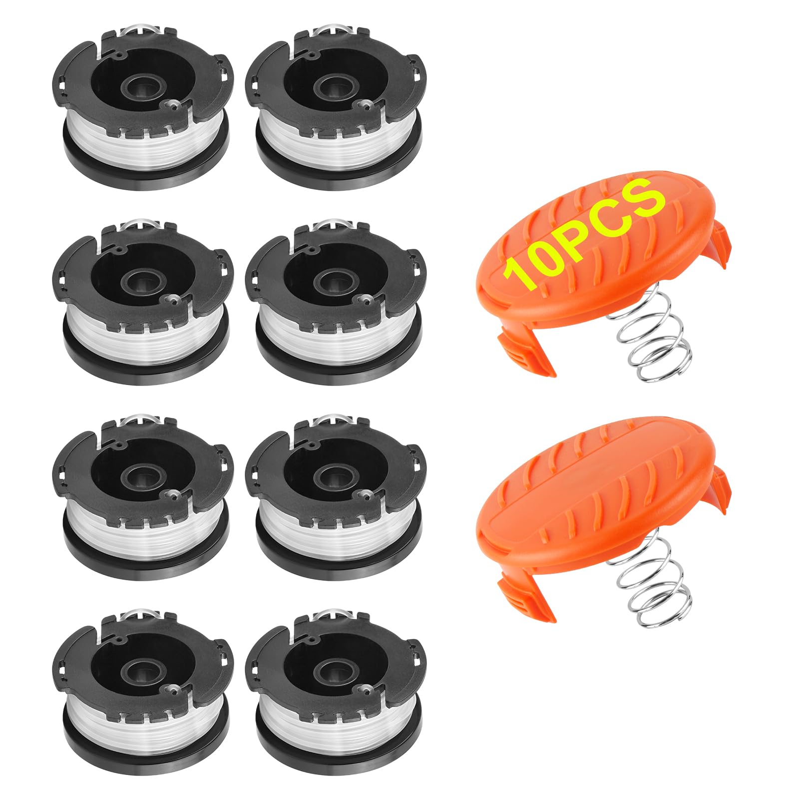 Photo 1 of 10 Pack  Eater String Compatible with Black+Decker, AF-100 0.065" Weed Wacker String Refill 240ft Automatic Feed String Trimmer Replacement Spool Line for Black&Decker(8 Spool+2 Cap+2 Spring)