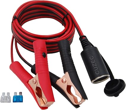 Amazon Com Cuzec 13 1ft 4m 16 Awg Extension Cord Plug Socket With Battery Clamp 12v 24v Battery Clip On And Cigarette Lighter Adapter 13 1ft Long Car Electronics