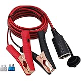 CUZEC 13.1FT/4m 16 AWG Extension Cord Plug Socket with Battery Clamp 12V/ 24V Battery Clip-On and Cigarette Lighter Adapter (