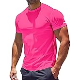 RGJU Workout Shirts Men Moisture Wicking T-Shirt Quick Dry Running Short Sleeve Gym Performance Active Tee Athletic Fit
