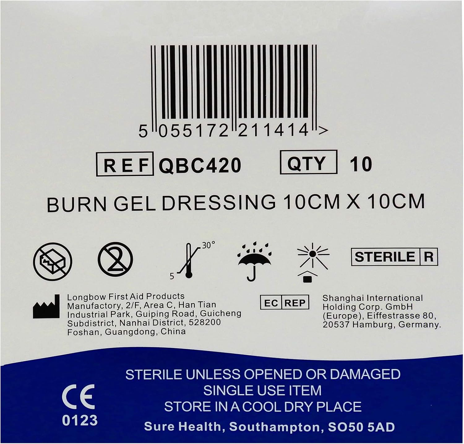 10 x Qualicare Wound Burns Scalds Medium Size 10cm x 10cm First Aid Dressings, 10cm x 10cm (Medium) - Pack of 10 - Image 4
