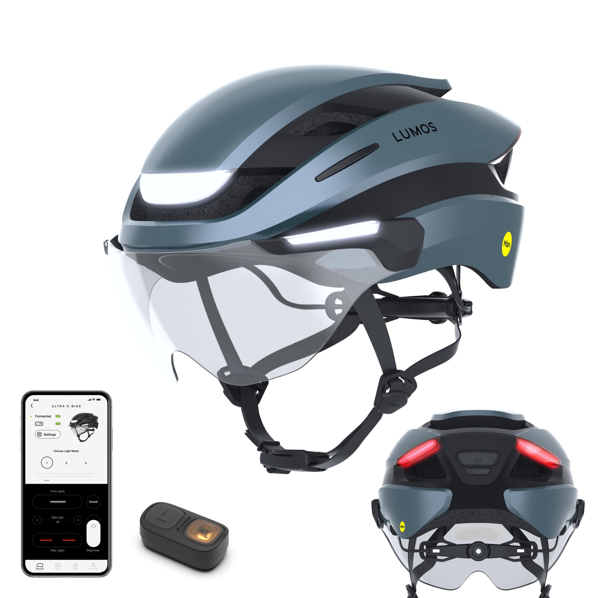 Photo 1 of Lumos Ultra E-Bike Smart Helmet | NTA 8776 Certified | Front & Rear LED Lights | Retractable Face Shield | App Controlled | EBike, Scooter, Cycling, Bicycle | Adults, Men Women
