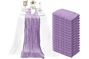 SATULGAU 15 Pack Lavender Cheesecloth Table Runner 10Ft Gauze Cheese Cloth 35x120 Inch Boho Table Runner Romantic Table Runner Long Table Cover for Wedding Birthday Party Bridal Shower Reception Table Décor