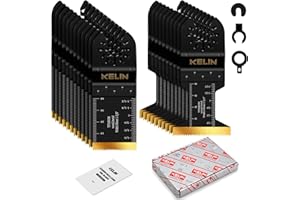 KELIN 22PCS Titanium Multitool Blades Kit for Metal Wood Detail Cutting, Oscillating Tool Saw Blades Set, Standard Size, Fit Bosch Fein Milwaukee Ryobi Dewalt