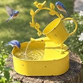 Metal Solar Water Fountain with Backup Battery, Solar Bird Bath Fountain | Garden, Patio &amp; Yard Decor,Solar Powered Water Fountain Working at Night for at Least 6 Hours