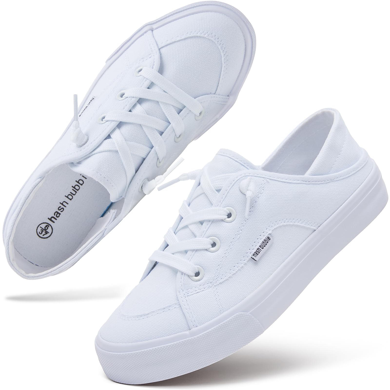 Photo 1 of hash bubbie Women's Slip on Shoes Canvas Shoes Non Slip Fashion Canvas Sneakers for Women Low Top Loafers?White.US11?